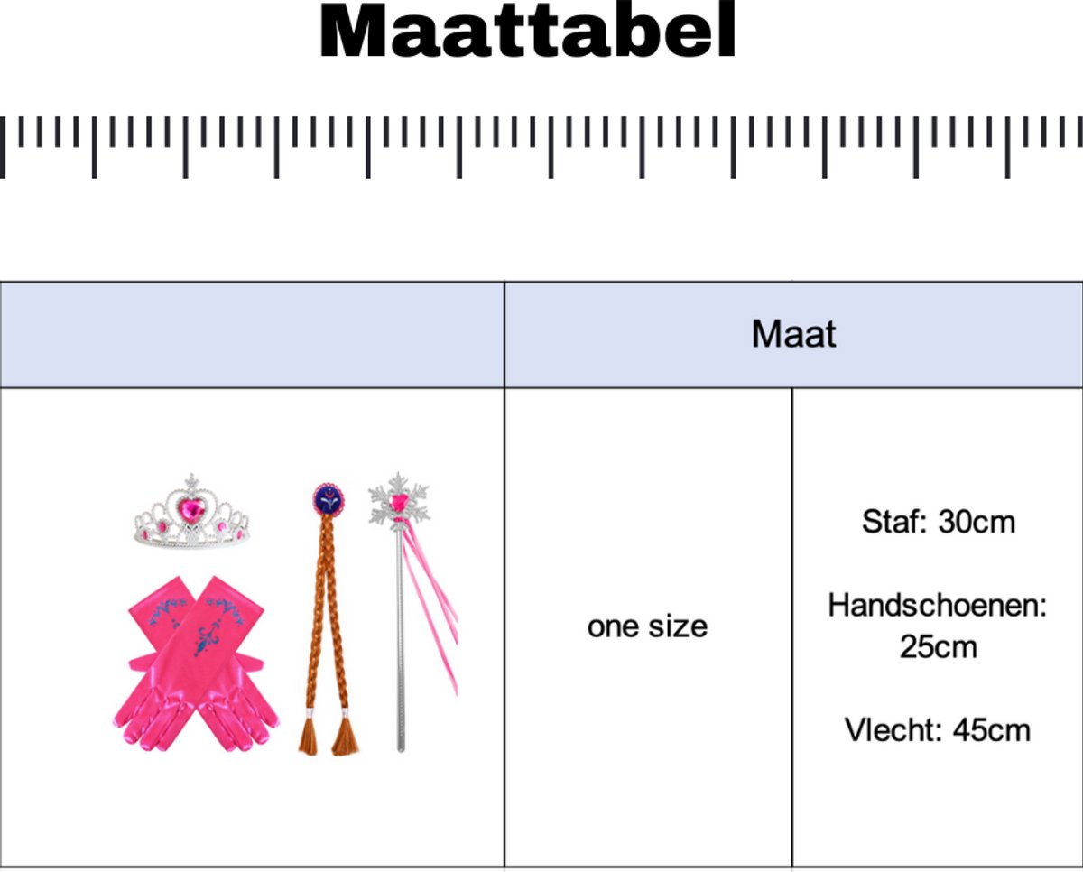 Joya Kids® Anna Verkleed set | Speelgoed set | Prinsessen accessoire set | Prinsessenjurk meisje | Kroon | Toverstaf | Handschoenen | Rode vlechten | Cadeau meisje Sinterklaas — afbeelding 7