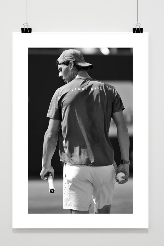 Affiche Rafael Nadal - Posters de Tennis - Vamos - Zwart et Wit - Sport - Effet passe-partout - Décoration murale murale salon - Papier 180 grammes - BXS6752WV - Format 30 x 40 cm