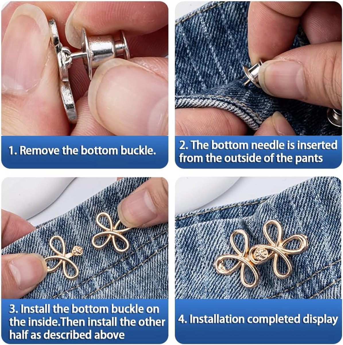 10 stuks broek-nauwere clips, geen naaien, broek-tailleversteviger, broekenknopspanner, strakker maken, clip-jean, knoopnaalden, verstelbare jeansknopen voor dames, voor broek, rok, jurk