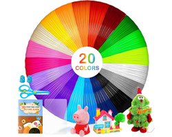 3D Pen PLA Filament 1.75 mm - 20 Kleuren - 5 Metres - 3D Pen Draad Modellen Filament - 42 Ontwerpen voor Kinderen en Volwassenen - 3D Pen Navulling voor ODRVM - Tecboss - Lovebay