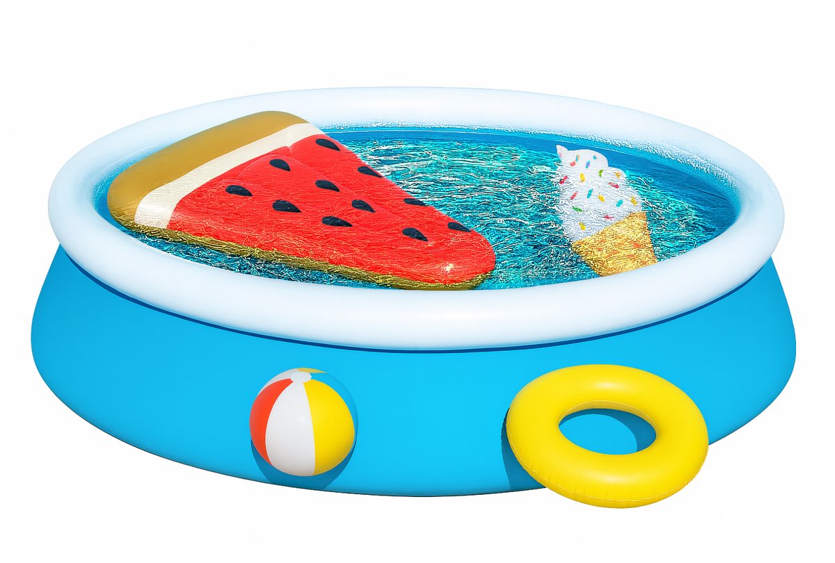 Cheqo® Kinderzwembad – Opblaasbare Rand – Stevig PVC – Bovengronds Zwembad – Opblaasbad - Snel Opzetten Zonder Gereedschap – Inclusief Reparatiesticker — afbeelding 4