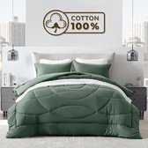 Sleep Comfy Cottiva Series - All Year Dekbed zonder overtrek - Bosgroen & Peppermint | 140x200 cm - 30 dagen proefslapen - Wasbaar hoesloos dekbed - Binnen & Buiten - 100% Katoen - Met Kussenslopen| Dekbed in Kleur - OEKO Green - Droogt Snel