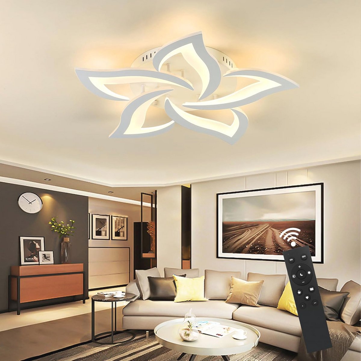 Dimbare LED Plafondlamp met Afstandsbediening en Kleurverandering voor Woonkamer en Slaapkamer - Moderne Plafondverlichting