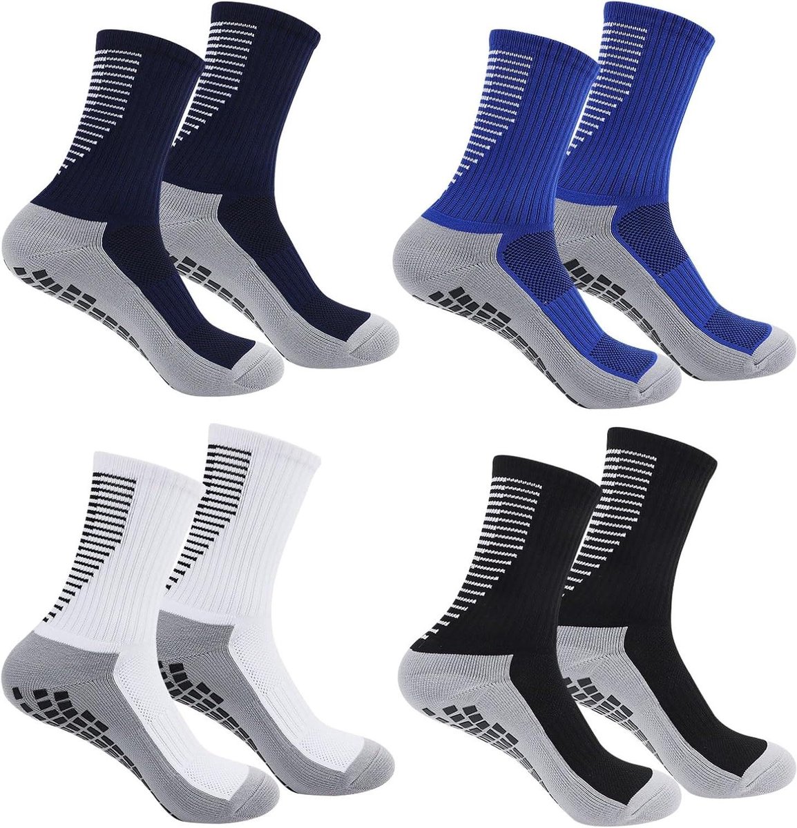 Antislip Sokken - Set van 4 Ademende Sportsokken met Grippers voor Sport - Heren en Dames - Geschikt voor Voetbal, Basketbal, Yoga, Hardlopen en Fietsen