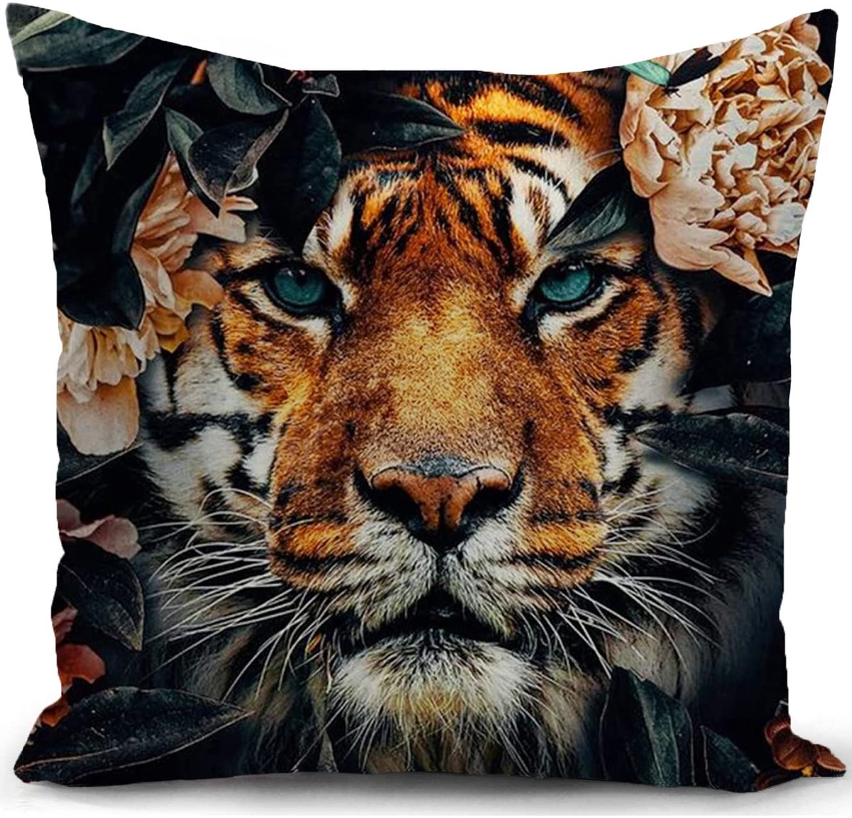 Ibenzoa Kussenhoes 40 x 40 cm met Tijger Jungle Design voor Decoratie en Cadeaus