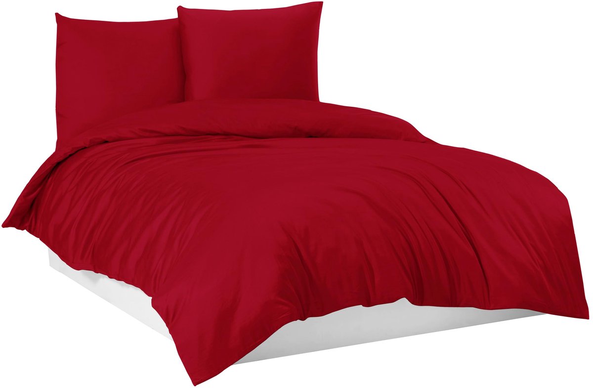 Ibenzoa Beddengoedset van 100% Katoen, Rood , Inclusief Kussensloop