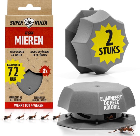 Super Ninja Mierenlokdoos 2 stuks – Ecologisch, Veilig en Effectief Mieren bestrijden binnen en buiten, 4 weken werking