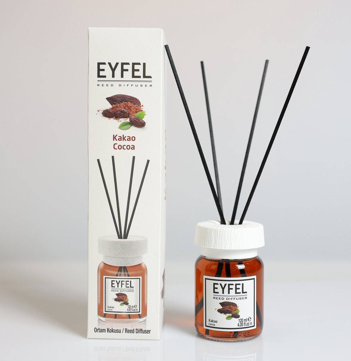 EYFEL - REED DIFFUSER - GEURSTOKJES - HUISPARFUM - COCOA - 120ML