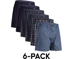 DANISH ENDURANCE Losse Boxershorts biologisch katoen Heren Ondergoed - Knoopgulp - 6-pack - Blauw/Grijs Mix - Maat L