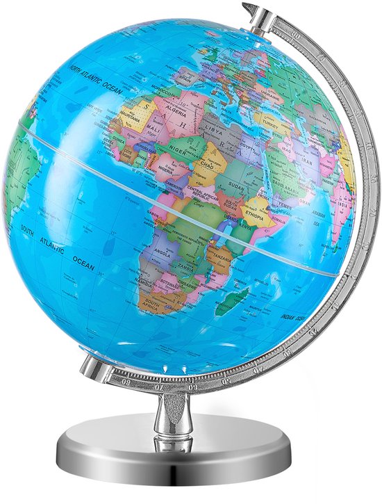 Roterende Globe met Standaard van , 8 Inch/203,2 mm, 360° Leren Globe, ABS Materiaal, Nauwkeurige Tijdzone voor Kinderen Leren, Aardrijkskunde Decor voor Klaslokaal en Huis