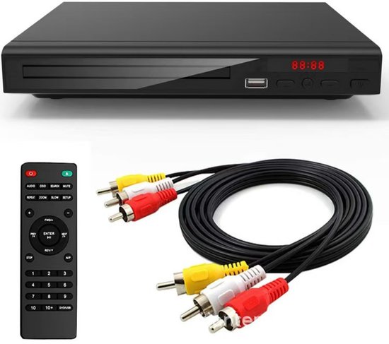 Lecteur DVD - Lecteur multifonction USB - avec câble AV, lecteur CD, avec télécommande