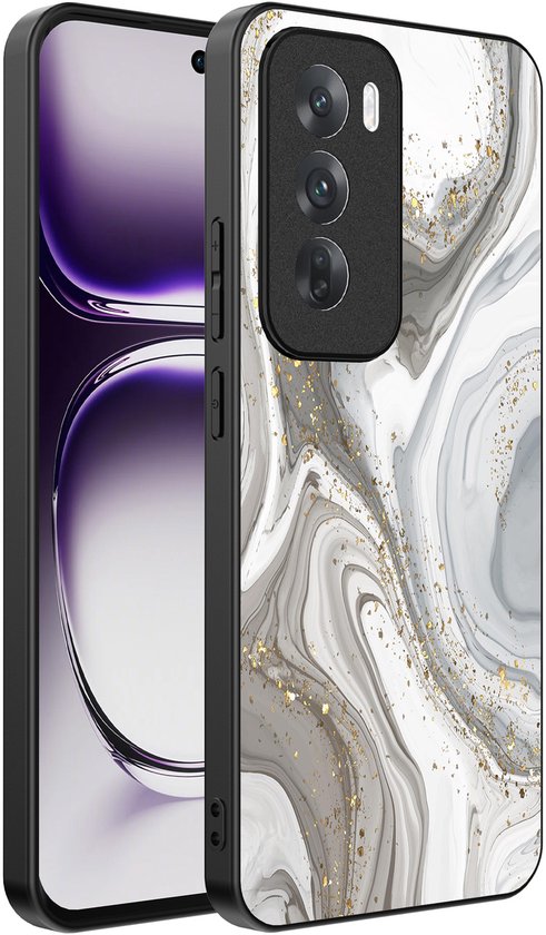 Coque de téléphone Smartphonica compatible avec Oppo Reno 12 Pro avec motif marbre - Coque arrière en TPU motif marbre - Argent compatible avec Oppo Reno 12 Pro