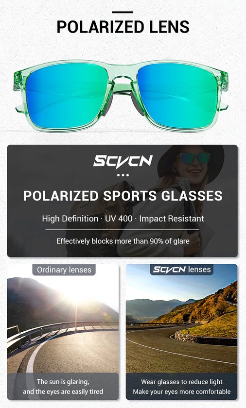 SCVCN® S235-QTC-07 - Zonnebril Piloten - Gepolariseerd Wayfarer Classic Zonnebril - Rechthoekig - Bril Hipster| Vierkant Rechthoekige - Carnavalsbril - Festival bril - Retro Zonnebril - Zonnebril Dames & Heren - Wit Montuur - Parelmoer Roze Glazen — afbeelding 4