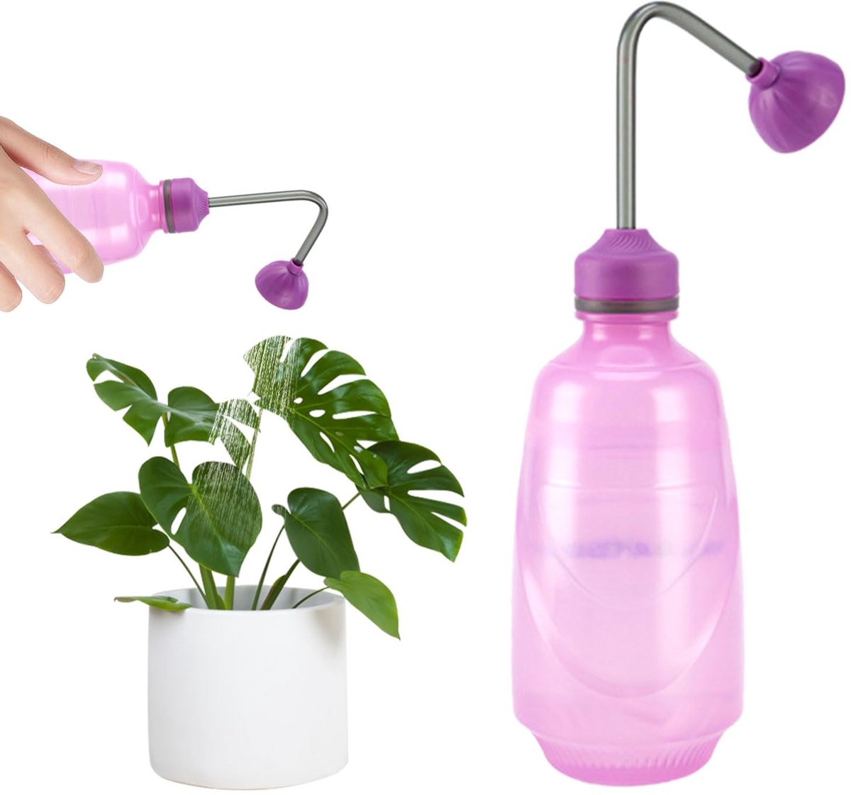 Ibenzoa® Kleine roze gieter met 450 ml inhoud voor zaailingen en bonsai