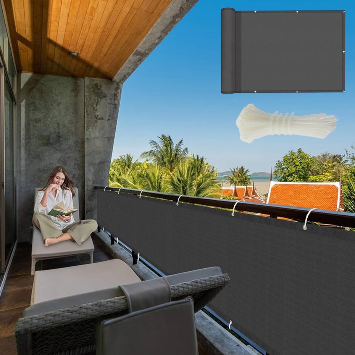 Ibenzoa® Sfeervol Waterdicht Zonnescherm voor Balkon en Tuin met Hoogwaardige UV-bescherming