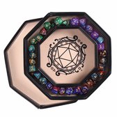 Lapi Toys - Dungeons and dragons essential kit - D&D polydice tray - Dnd dice tray - Dobbelsteenbak met deksel - Dobbelpiste - Rolling tray - Pitjesbak - Inclusief 5 sets dobbelstenen