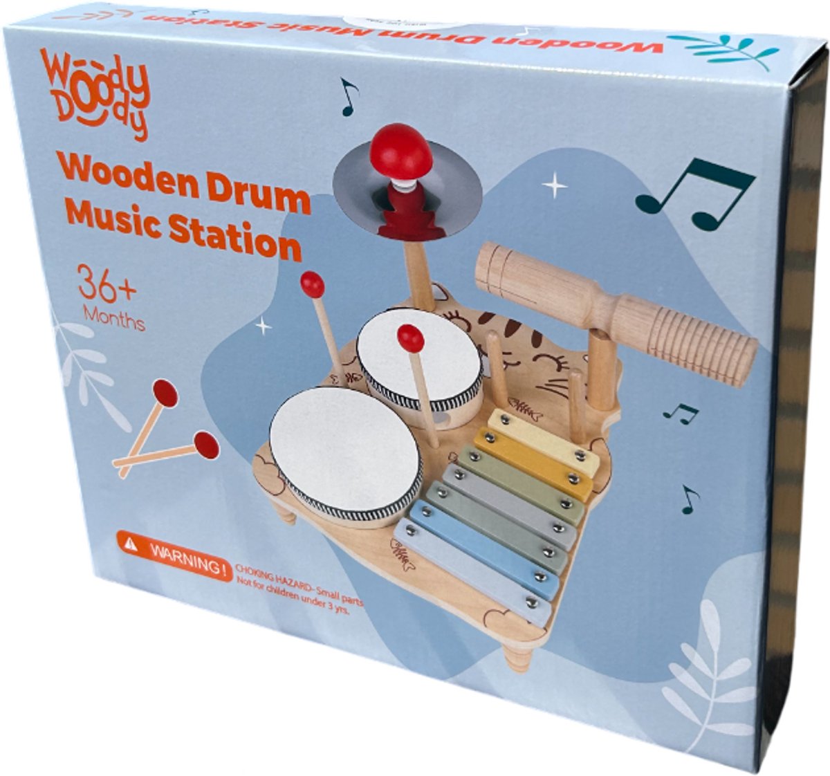 WoodyDoody Houten Muziek Montessori Speelgoed - Houten Speelgoed met Xylofoon en Drums - Kinderspeelgoed - Muziek Cadeau voor Kinderen - Tamboerijn - Speelgoedinstrumenten - Muziekset - Leerzaam Speelgoed - Sinterklaas cadeautjes jongens en meisjes — afbeelding 5