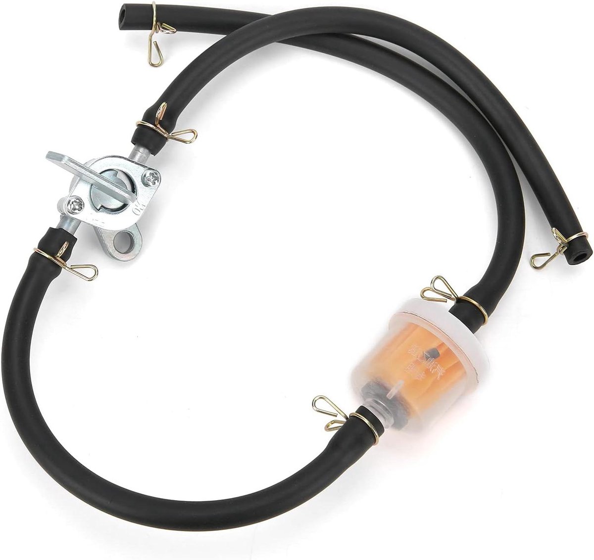 JGS Premium - Universele 6 mm Benzinetankkraan met Filterbuis en Aftapkraan - ATV's Dirt Bikes - Flexibel Filterelement