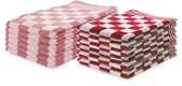 LINNICK Theedoeken en Keukendoeken Set Rood - Set van 12 – Geblokt – Blokdoeken – 100% katoen – 6 Horeca Theedoeken – 65x65cm - 6 Keukendoeken - 50x50cm