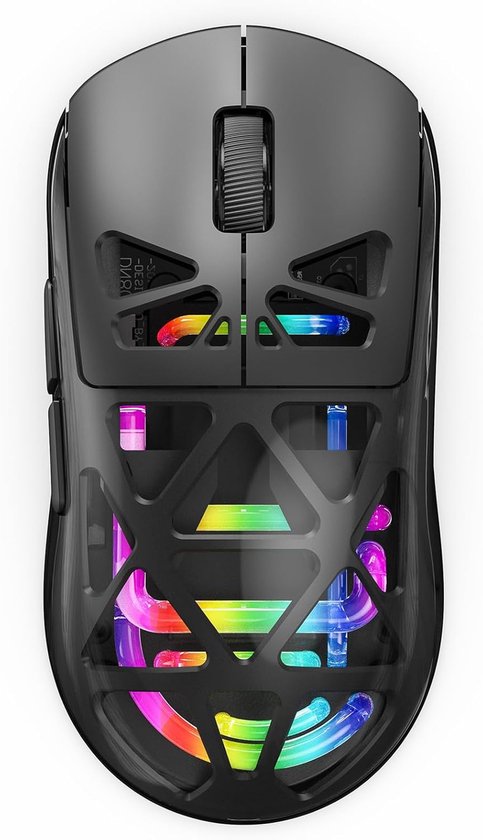 M7 lichtgewicht gamingmuis 2.4G/BT/bedraad 3 modi connectiviteit transparante holle oplaadbare computermuis met led-lampjes voor pc en laptop