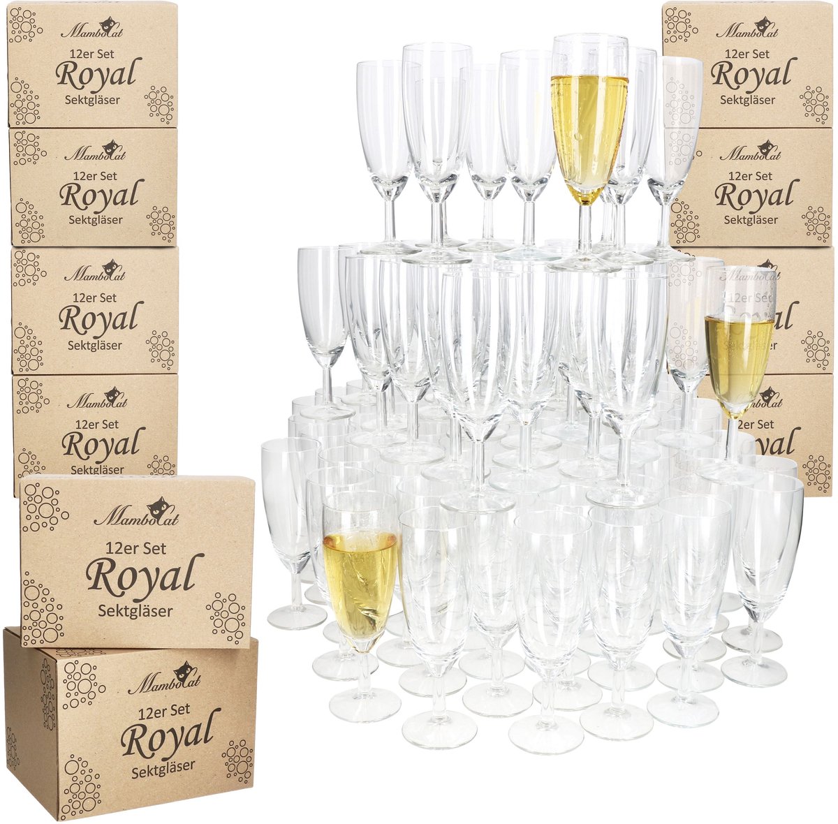 MamboCat 120-delige set GEEICHTE ROYAL champagneglazen - 175882