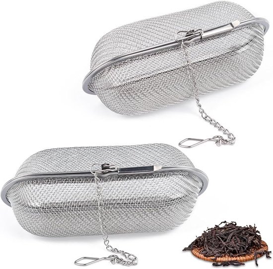 Kruidenbuiltje - 2 Stuks - 11x4,5 Cm - Rvs Kruidenbuil - Kruiden Infuser - Filter Voor Kruiden - Kruideninfuser - Kruidenfilter - Thee- En Kruiden Zeef - Specerijen Filter - Roestvrij Keukengerei