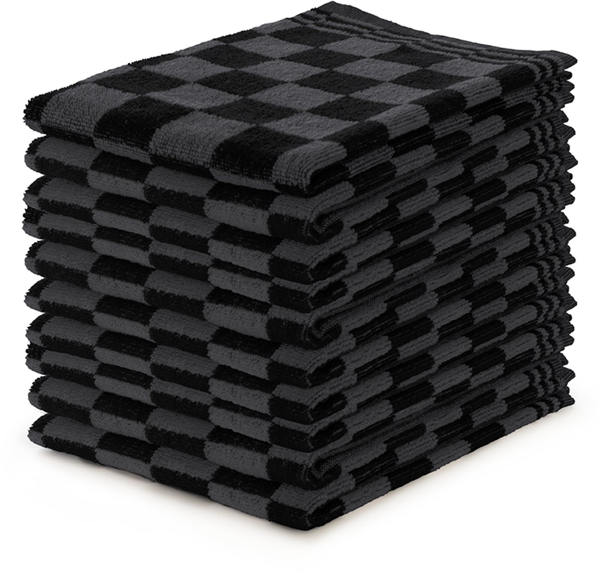 LINNICK Keukendoeken Set Blok Zwart – 50x50 – Set van 10 – Geblokt – Blokdoeken – 100% katoen – Keukendoek – handdoeken