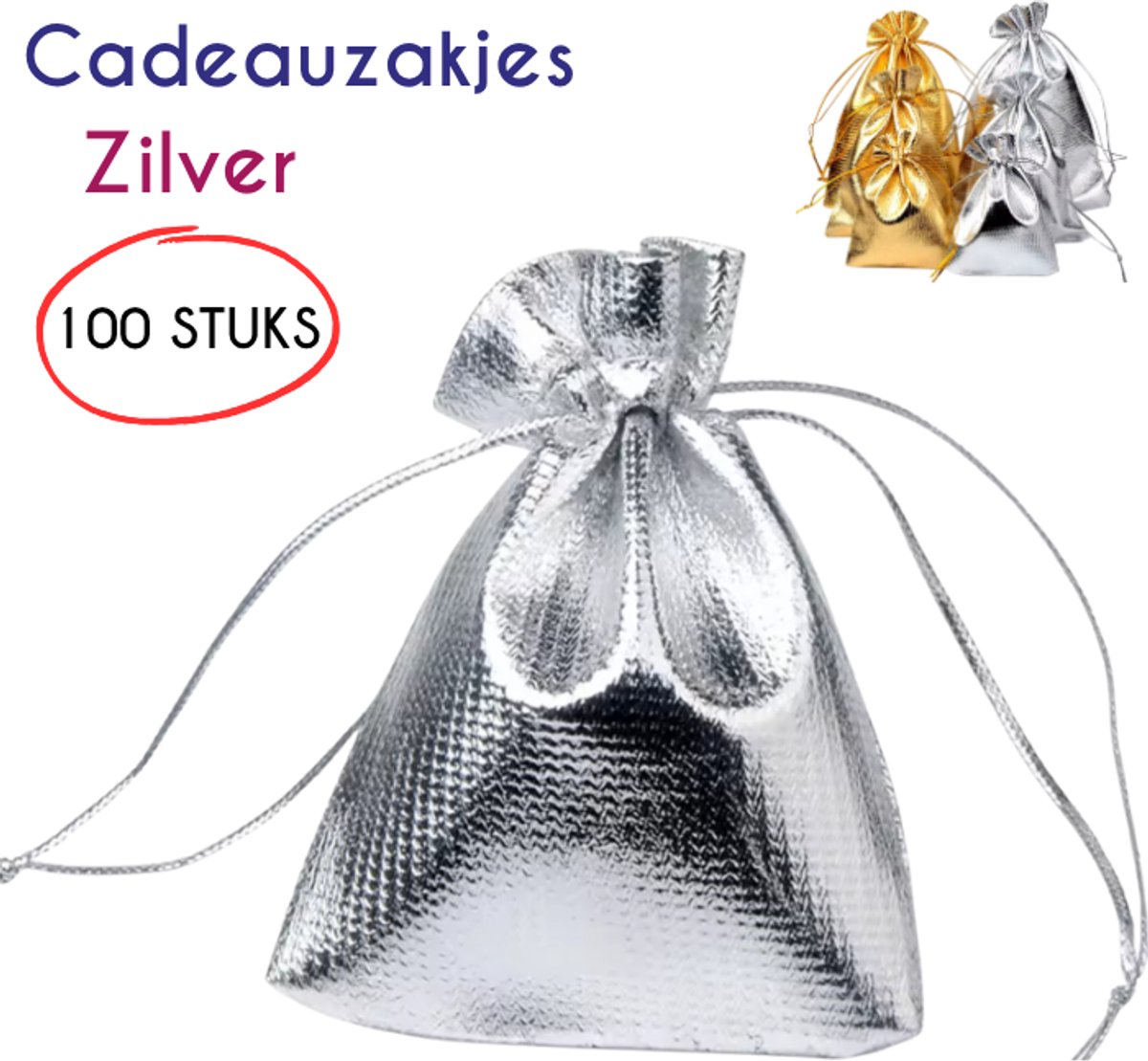 S4D® - Cadeauverpakkingen - Luxe Cadeauzakjes - Geschenkzakjes - uitdeelzakjes - 100 STUKS! - 10x15 CM - Zilver - Maak Van Ieder Cadeau Een Waar Kunstwerk