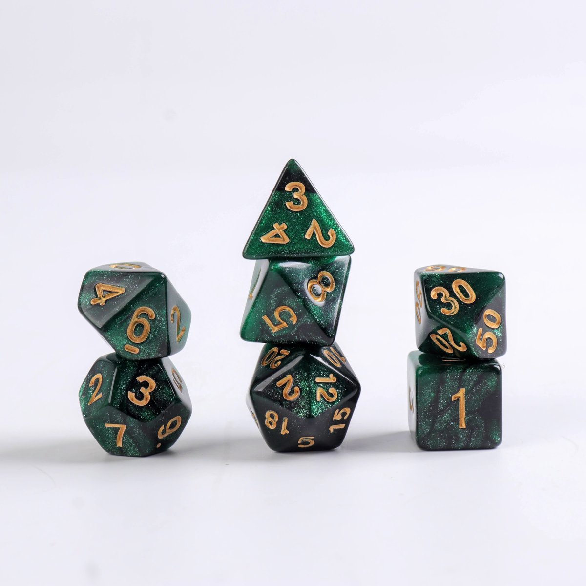 Lapi Toys - Dungeons and Dragons dobbelstenen - D&D dobbelstenen - D&D polydice - 1 set (7 stuks) - Acryl - Groen