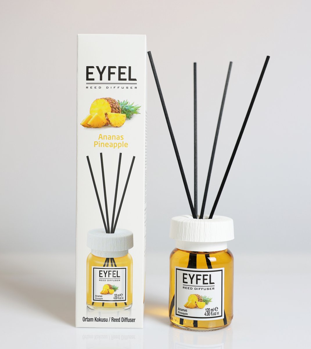 EYFEL - REED DIFFUSER - GEURSTOKJES - HUISPARFUM - PINEAPPLE - 120ML