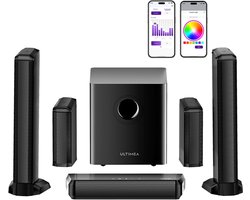 ULTIMEA 7.1 Soundbar met draadloze subwoofer en achterluidsprekers – RGB-verlichting – Zwart