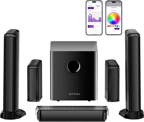 ULTIMEA 7.1 Soundbar met draadloze subwoofer en achterluidsprekers - RGB-verlichting - Zwart