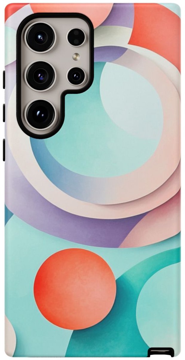 3D Pastel Cirkels Abstracte Kunst – Telefoonhoesje Geschikt voor Galaxy S24 Ultra