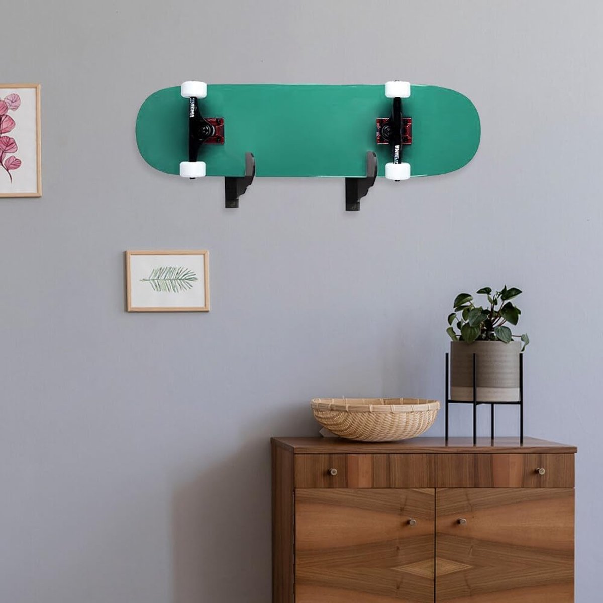 Allecta - Wandbeugel voor Skateboard Opslag en Display - 2-Pack - Longboard Hanger - Skateboard Stand - Geschikt voor Skateboard, Longboard, Snowboards en Water Skis