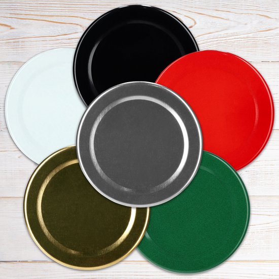 KADAX Schroefdeksel met diameter van 82 mm, metalen twist-off-deksel, reservedeksel voor inmaakpotten en weckpotten, deksel met 6 inkepingen (200 stuks, fruit