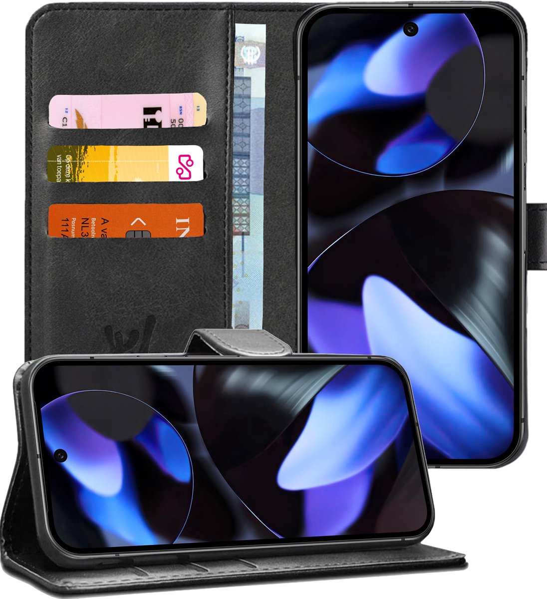 Hoesje geschikt voor Google Pixel 9a - Portemonnee Book Case Zwart