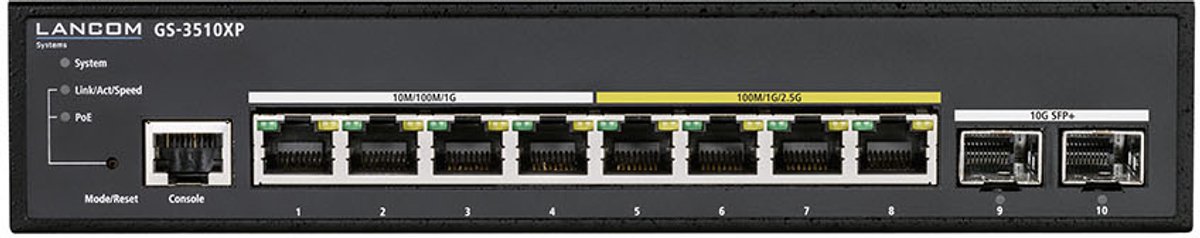 Lancom Systems GS-3510XP Managed L2 2.5G Ethernet (100/1000/2500) Power over Ethernet (PoE) 1U Zwart
