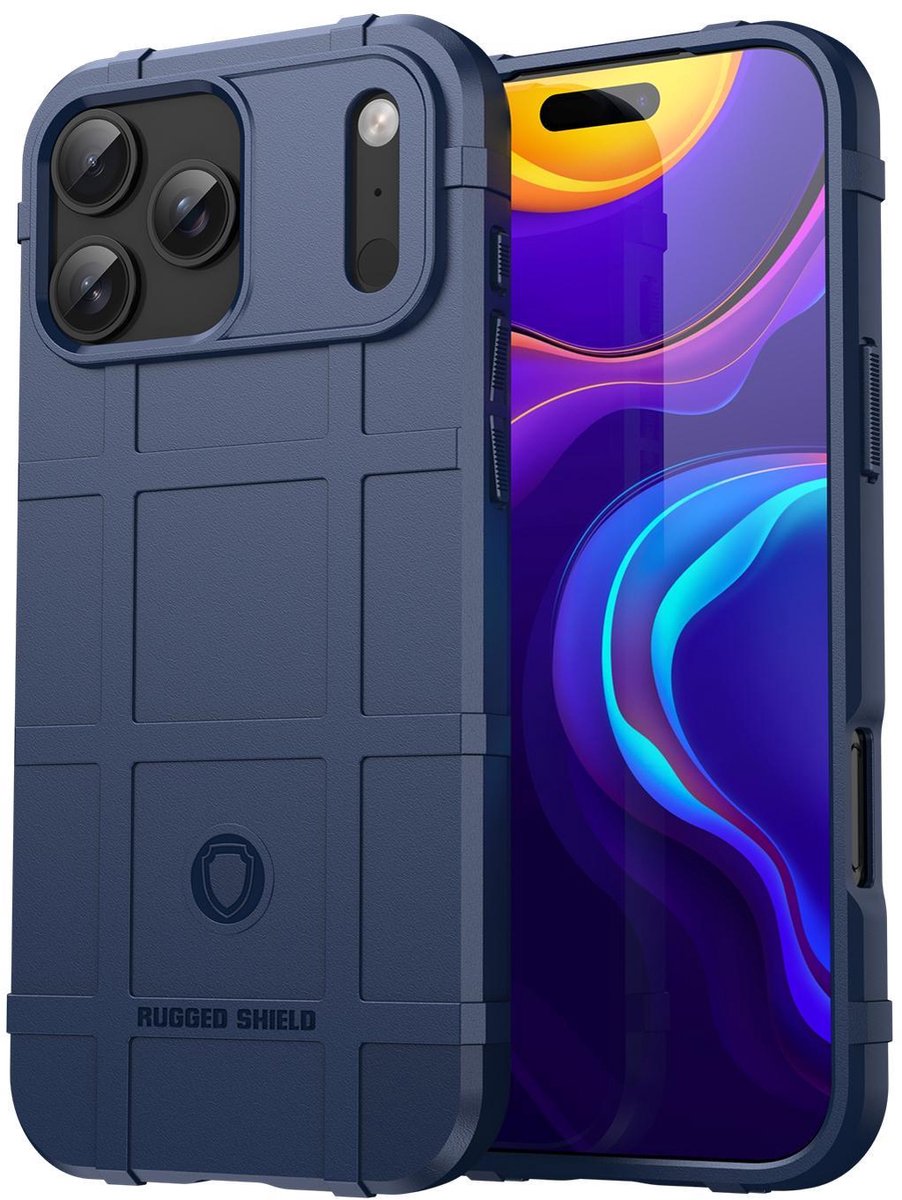 Mobigear Hoesje geschikt voor Apple iPhone 17 Pro Max Telefoonhoesje Flexibel TPU | Mobigear Rugged Shield Backcover Shockproof | Schokbestendig iPhone 17 Pro Max Telefoonhoesje | Anti Shock Proof - Blauw