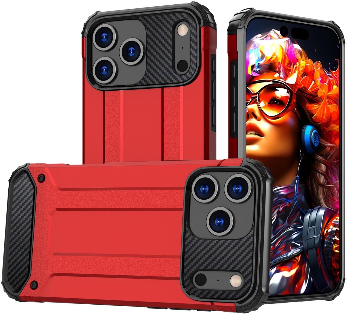 Mobigear Hoesje geschikt voor Apple iPhone 17 Pro Telefoonhoesje Hardcase | Mobigear Outdoor Backcover Shockproof | Schokbestendig iPhone 17 Pro Telefoonhoesje | Anti Shock Proof - Rood