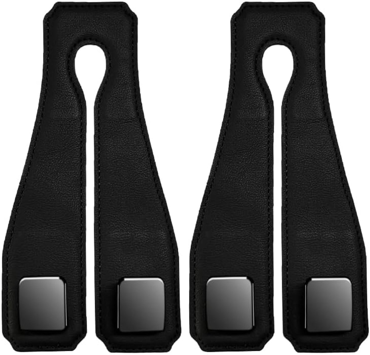 Image of 2-pack upgrade autotashaken - Premium leren hoofdsteunhanger met metalen haken, auto-organizer voor de achterbank (zwart)