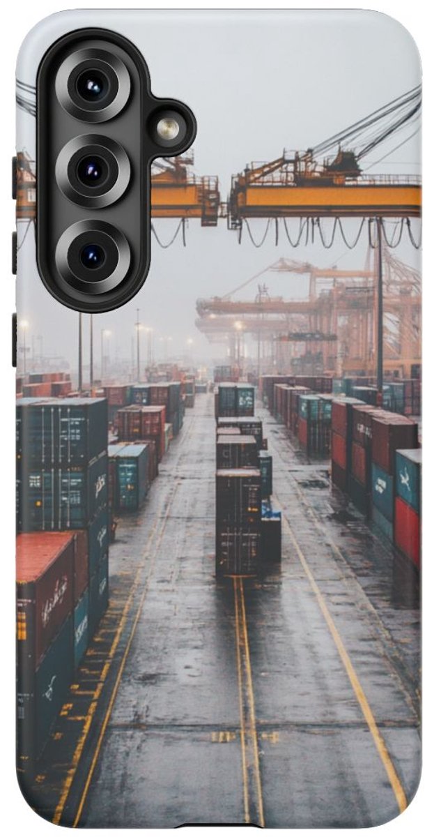 Vrachtcontainers en Kranen in de Haven – Telefoonhoesje Geschikt voor Galaxy S25 Plus