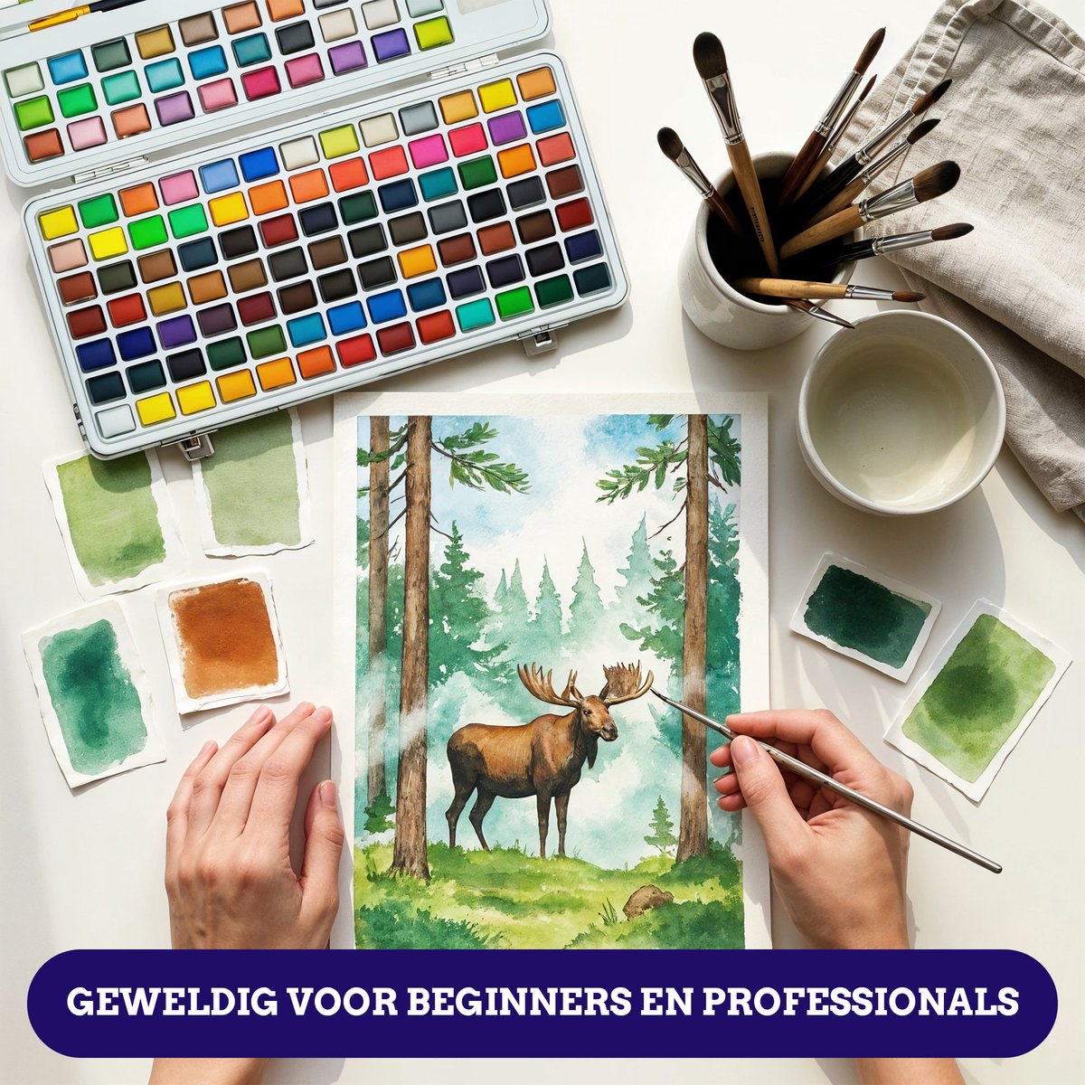 Mikkelhus Aquarelverf Set - Verfset met 120 diverse kleuren aquarelverf - Voor volwassenen — afbeelding 5