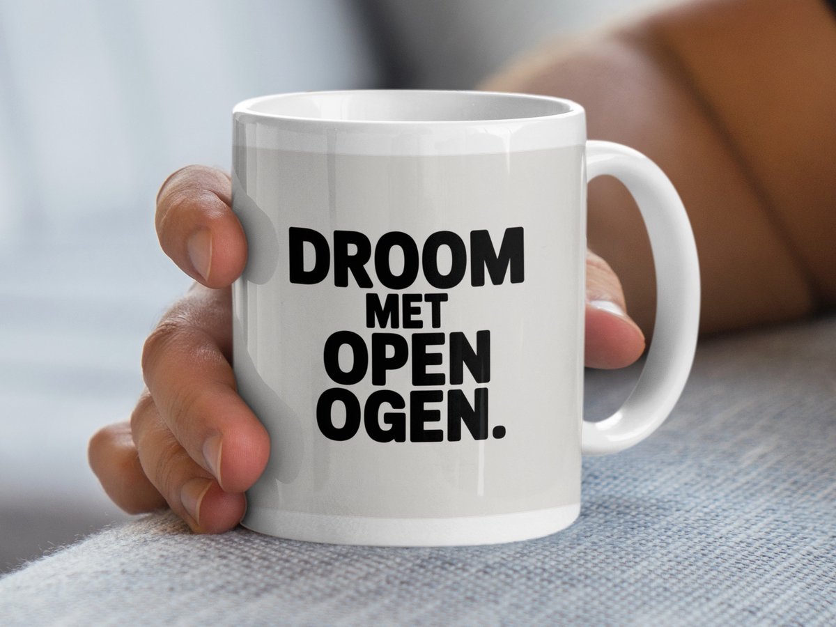 Dream Big Mok, Dutch Saying Mok, Droom Met Open Ogen Mok, Inspirational Quotes Mok, Minimalist Mok, Positive Vibes Mok