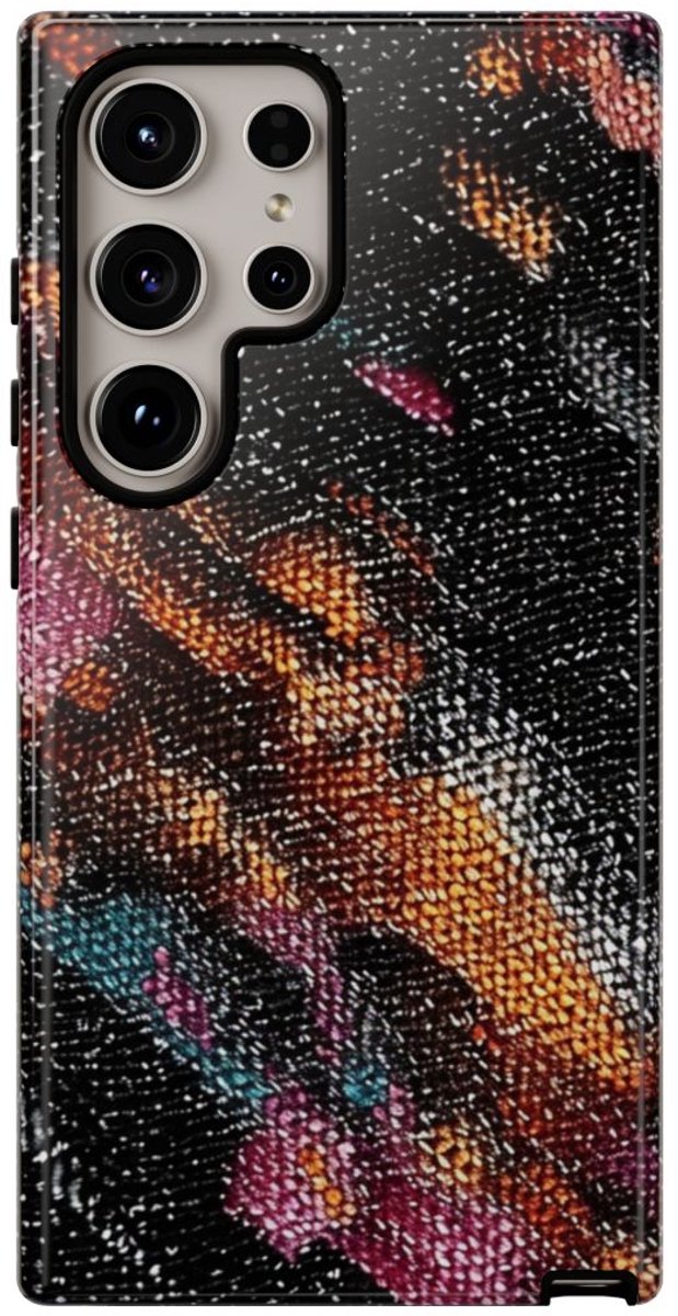 Abstract Kleurrijk Textielpatroon – Telefoonhoesje Geschikt voor Samsung Galaxy S24 Ultra