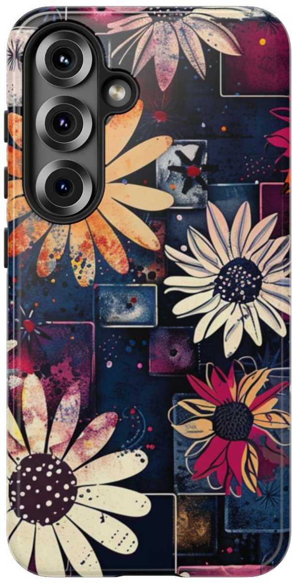 Abstracte Bloemmotieven en Geometrische Vormen – Telefoonhoesje Geschikt voor Samsung Galaxy S25