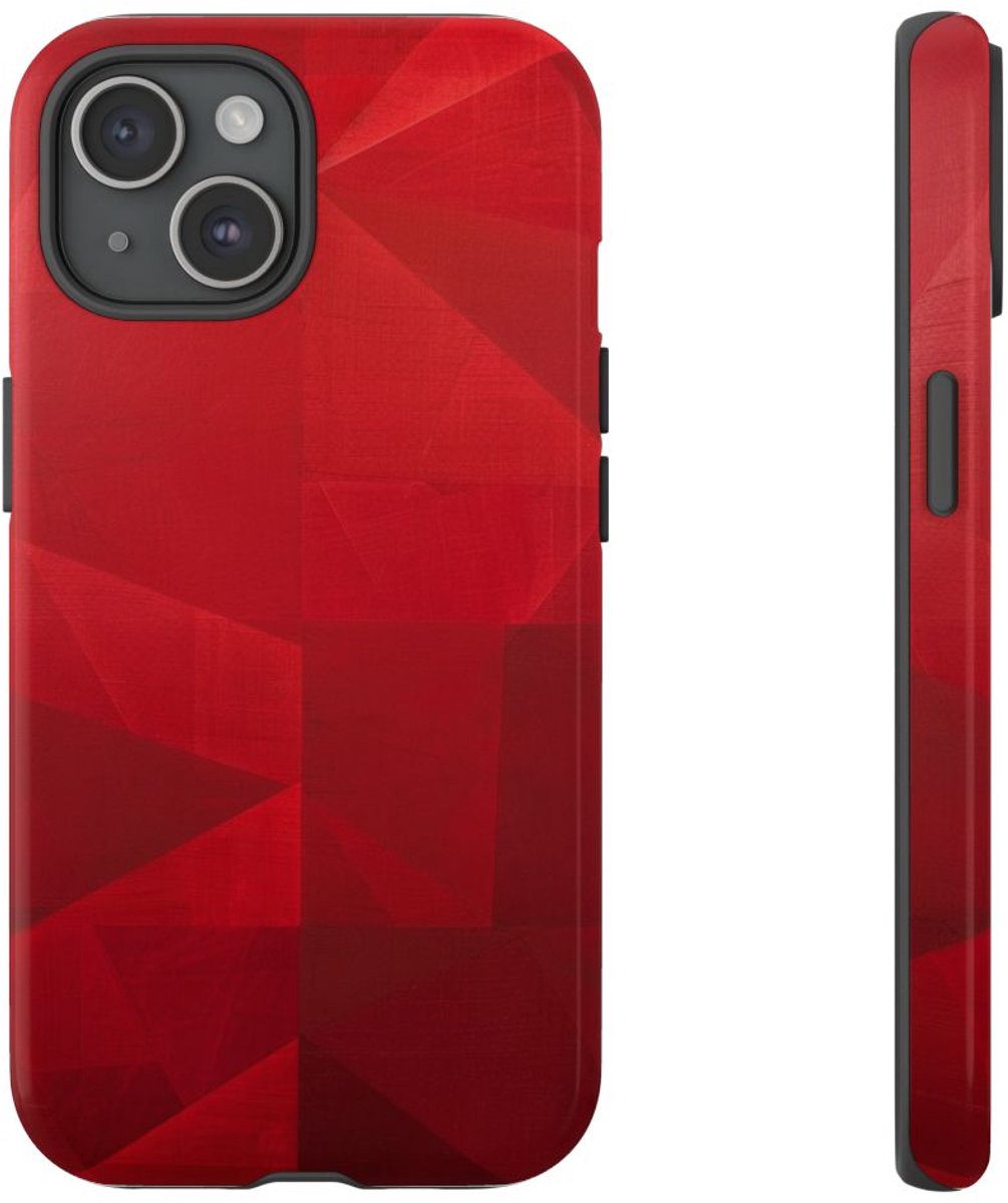 Rood Geometrisch Abstract Ontwerp – Telefoonhoesje Geschikt voor iPhone 15