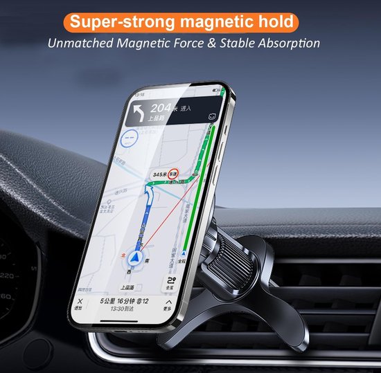 Magnetische telefoonhouder voor mobiele telefoon, auto, 360° draaibaar, Mag-Safe, magnetische ventilatie, sterke grip, voor iPhone 15/14/13/12 Series smartphone, paars