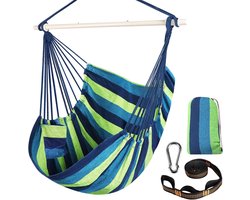 Chihee Hammock Chair Strong Metal Foldable Spreader Bar Portable Up to 150 kg Comfortable Patio Garden Chair Cotton Blend for Extra Comfort Sturdy Indoor and Outdoor
