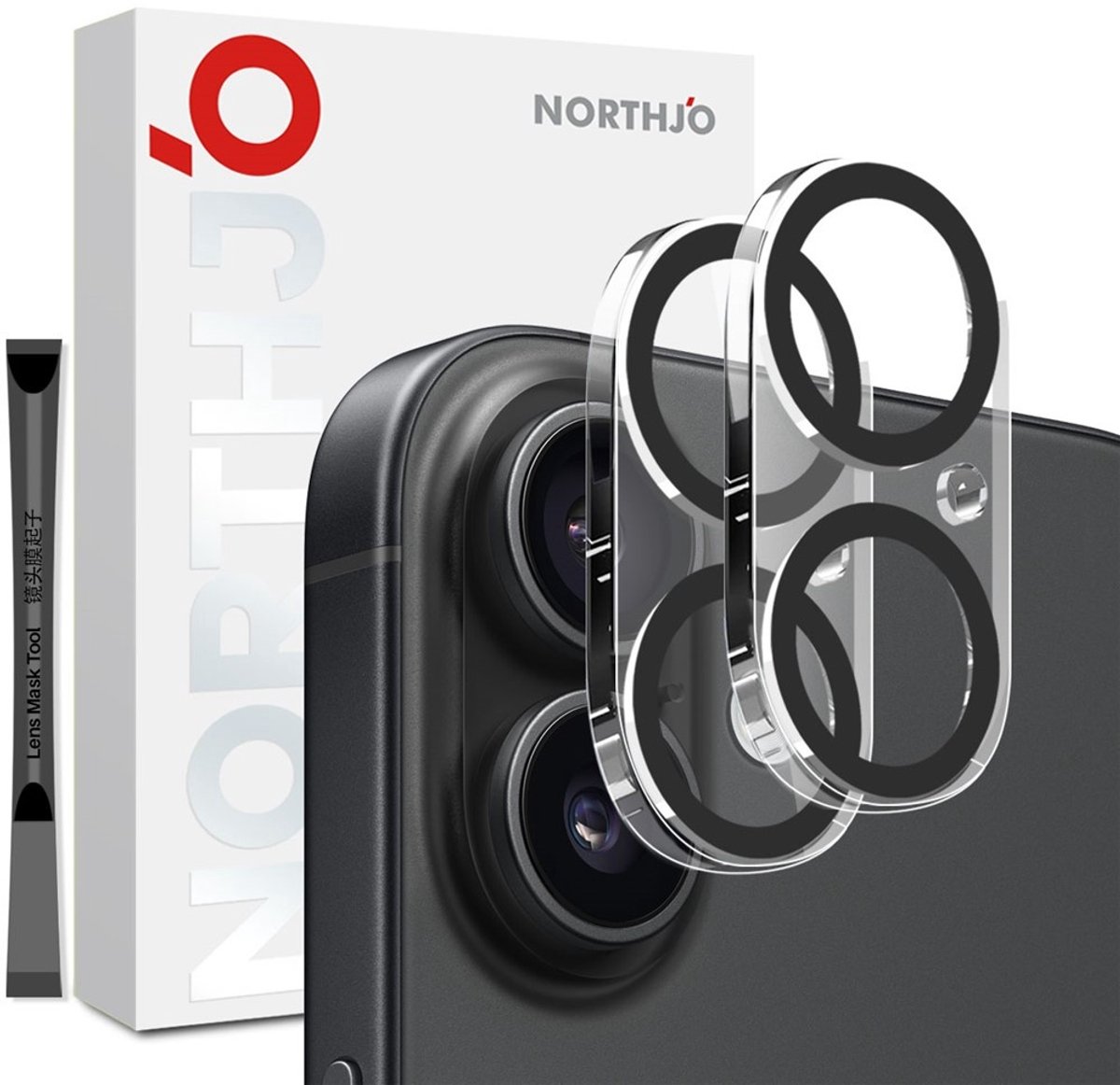 NORTHJO Camera Lens Protector - Geschikt voor iPhone 17 Camera Lens Protector - NORTHJO 9H Tempered Glass Duo-Pack - Transparant