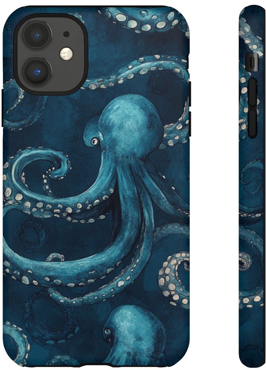 Blauw Octopus Tentakelpatroon – Telefoonhoesje Geschikt voor iPhone 11